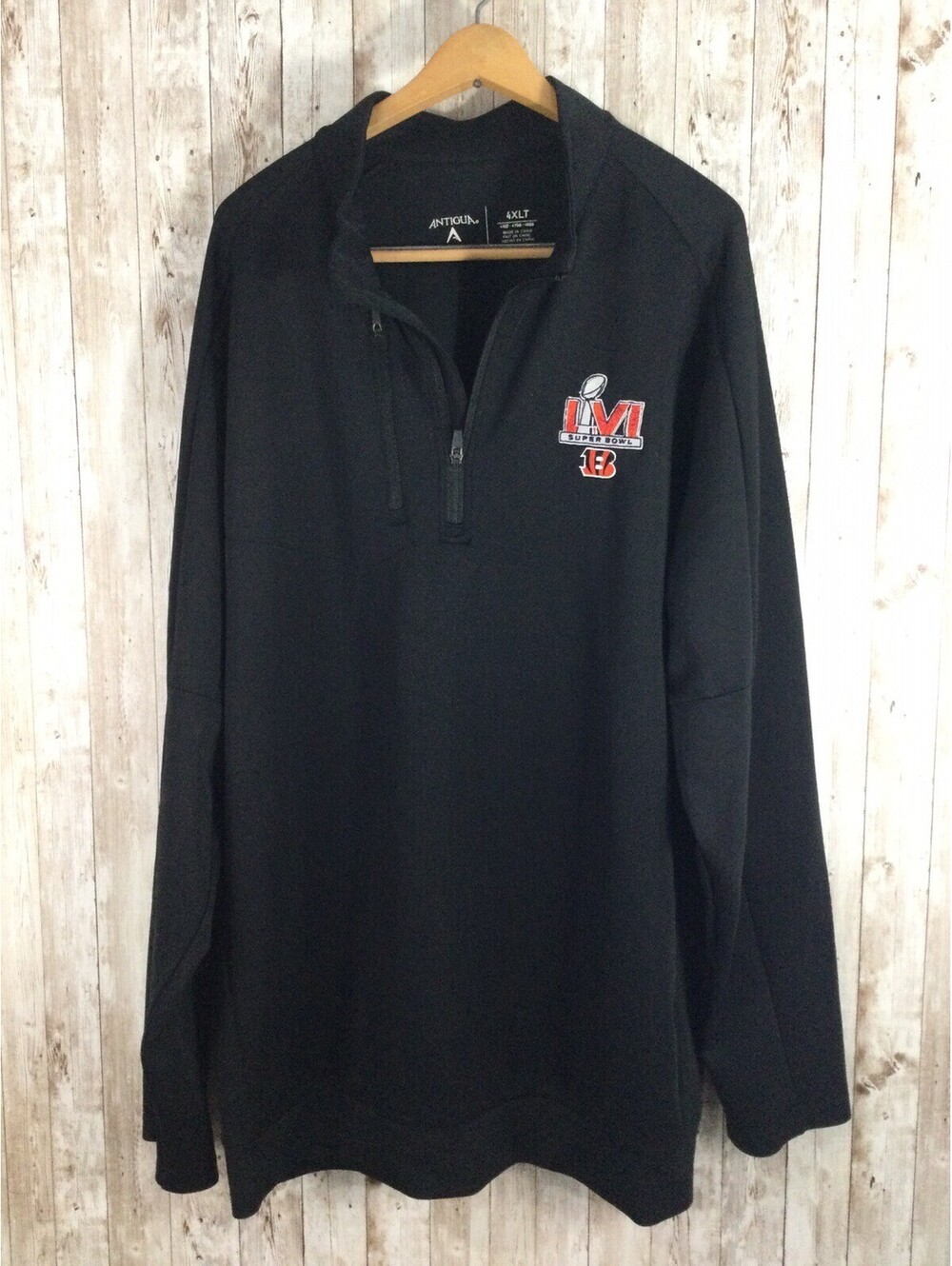NFL Super Bowl LVI Cincinnati Bengals Antigua Black  1/4 Zip Pullover Men’s 4XLT